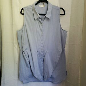 Maternity Calvin Klein Blue Button Up Sleeveless Blouse Top Shirt Size UNKNOWN